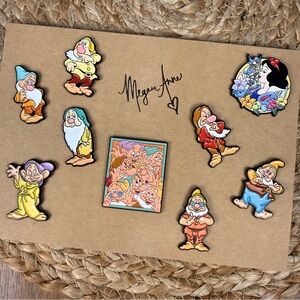 Snow White & the 7 Dwarfs Enamel Lapel Brooch Pin Set of 9- Inspired by Disney